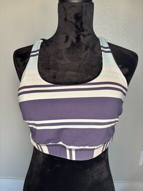 lululemon athletica Striped Tri Color Scoop Neck Sports Bra Size 12